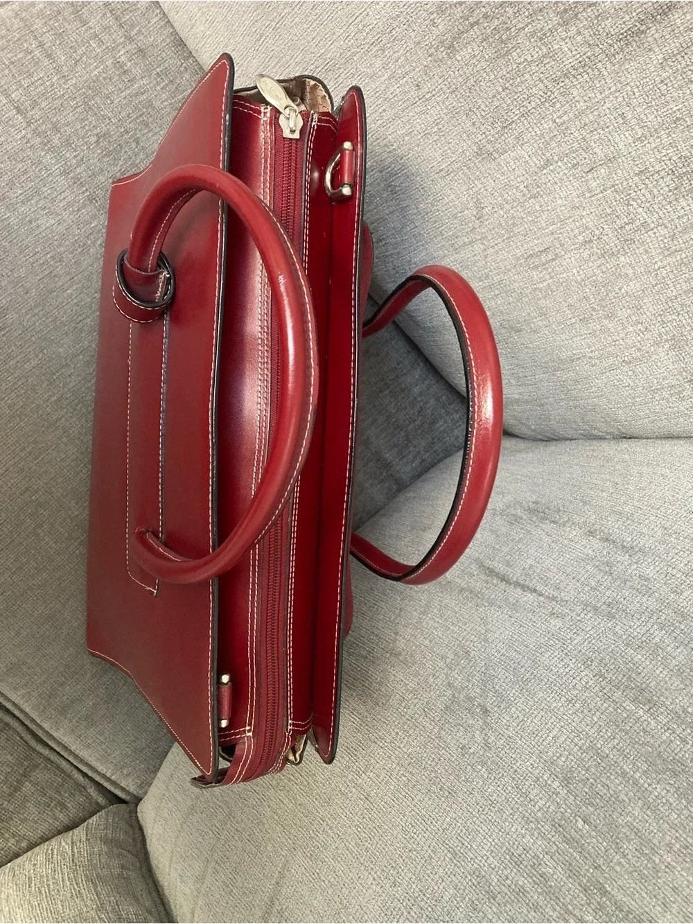 Women's McKlein Burgundy Leather Laptop Tote Bag - Structured Work Bag